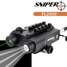 Load image into Gallery viewer, Sniper FL2000 TACTICAL Green Dot SIGHT + 200LM LED LIGHT COMBO with Pressure Cord Switch and Quick Release Mount
