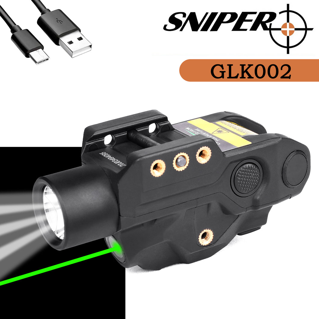 TPO GLK002 Flashlight and Green Laser Sight Combo with Sensor ON-Off Smart Activation Rechargeable Battery for Pistols